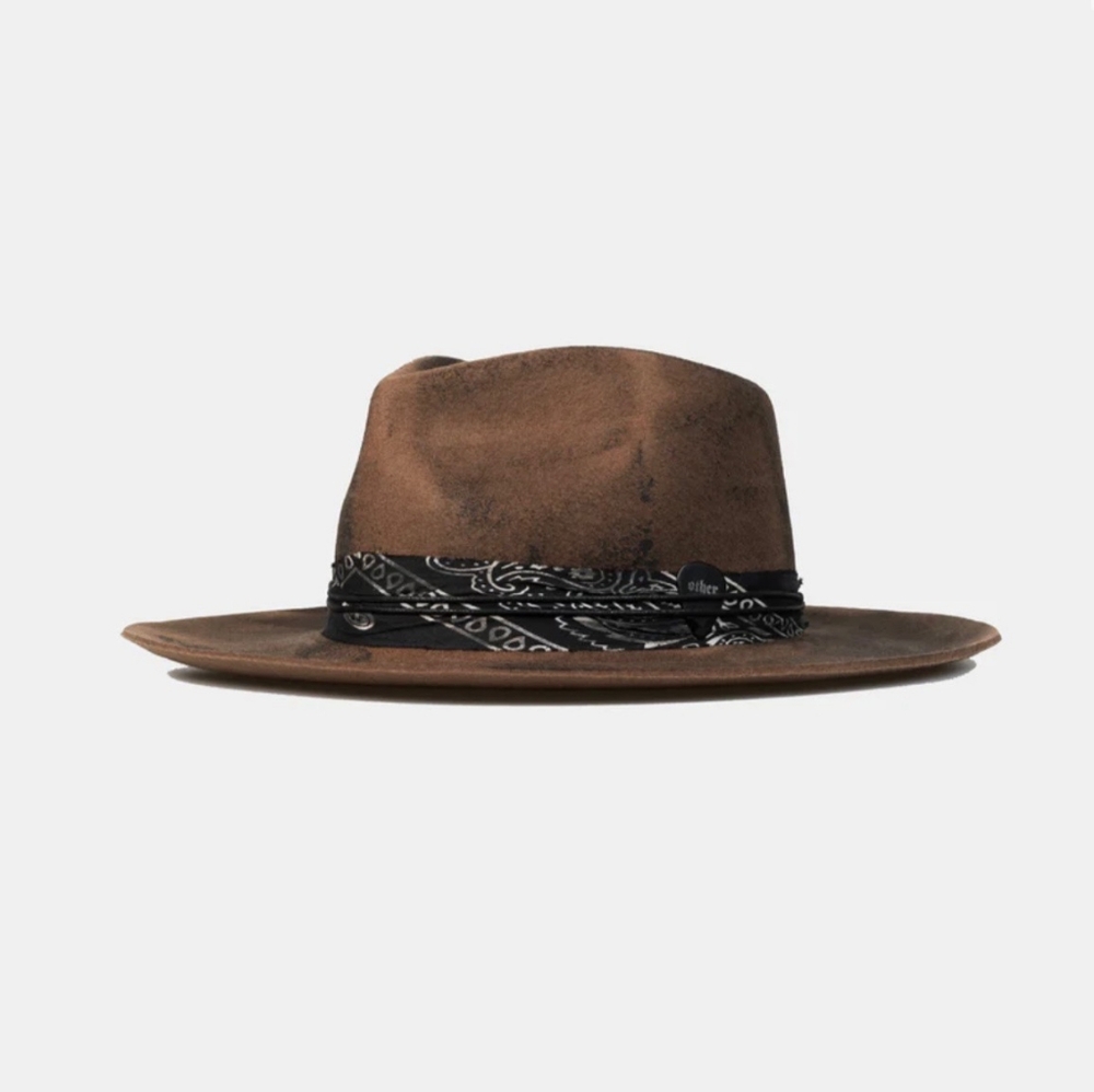Fedora Brown Hat with Black Bandana